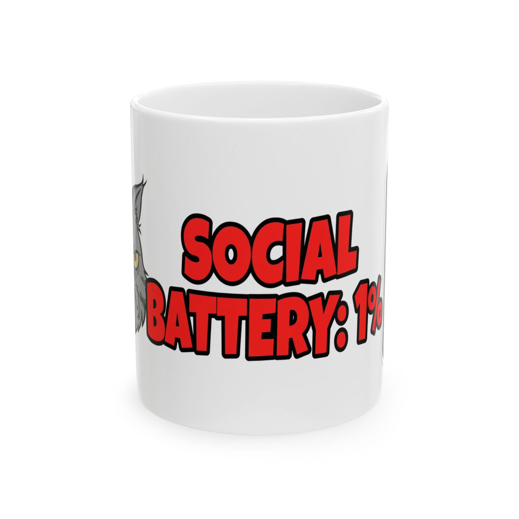 "Social Battery: 1%" Funny Grumpy Cat Mug