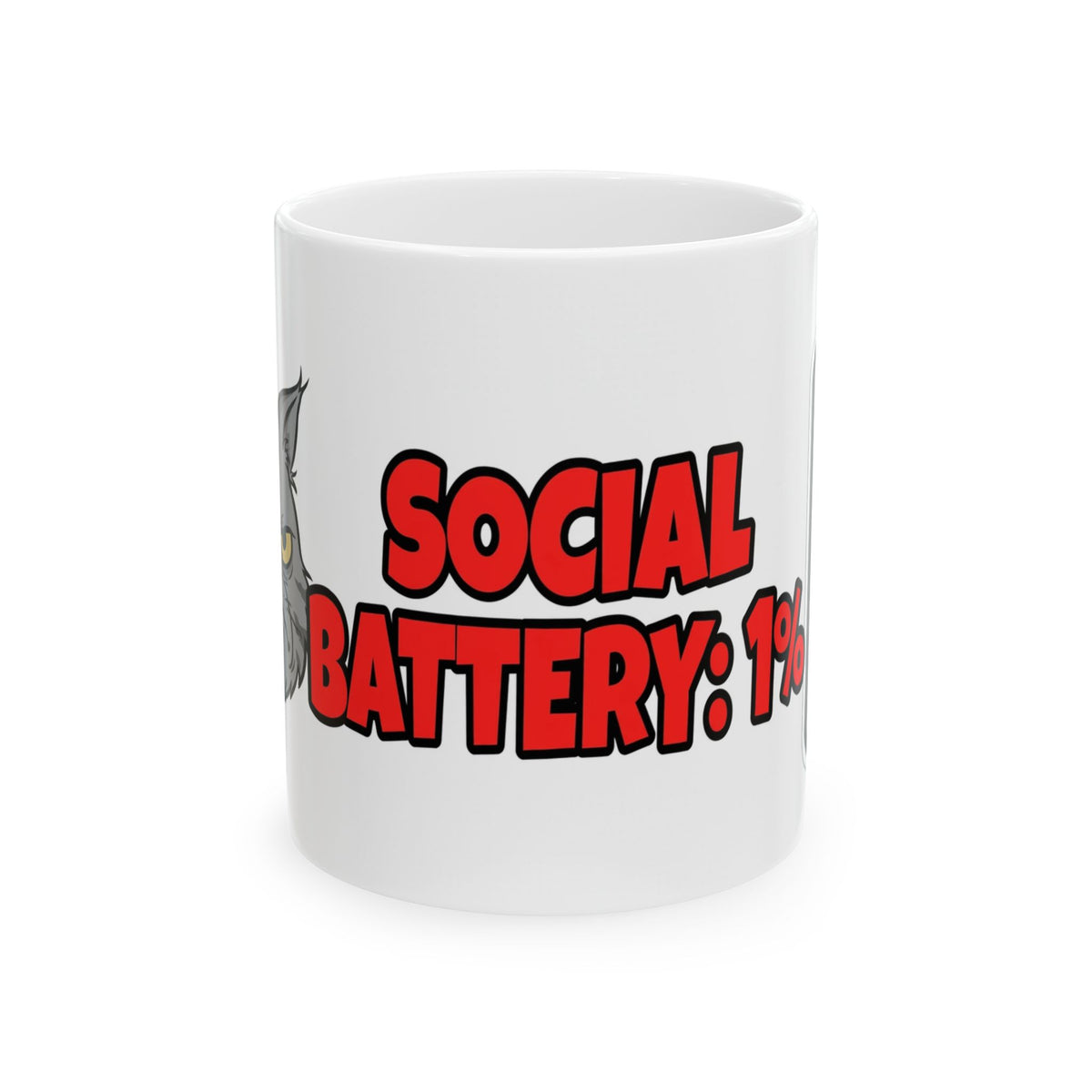 "Social Battery: 1%" Funny Grumpy Cat Mug