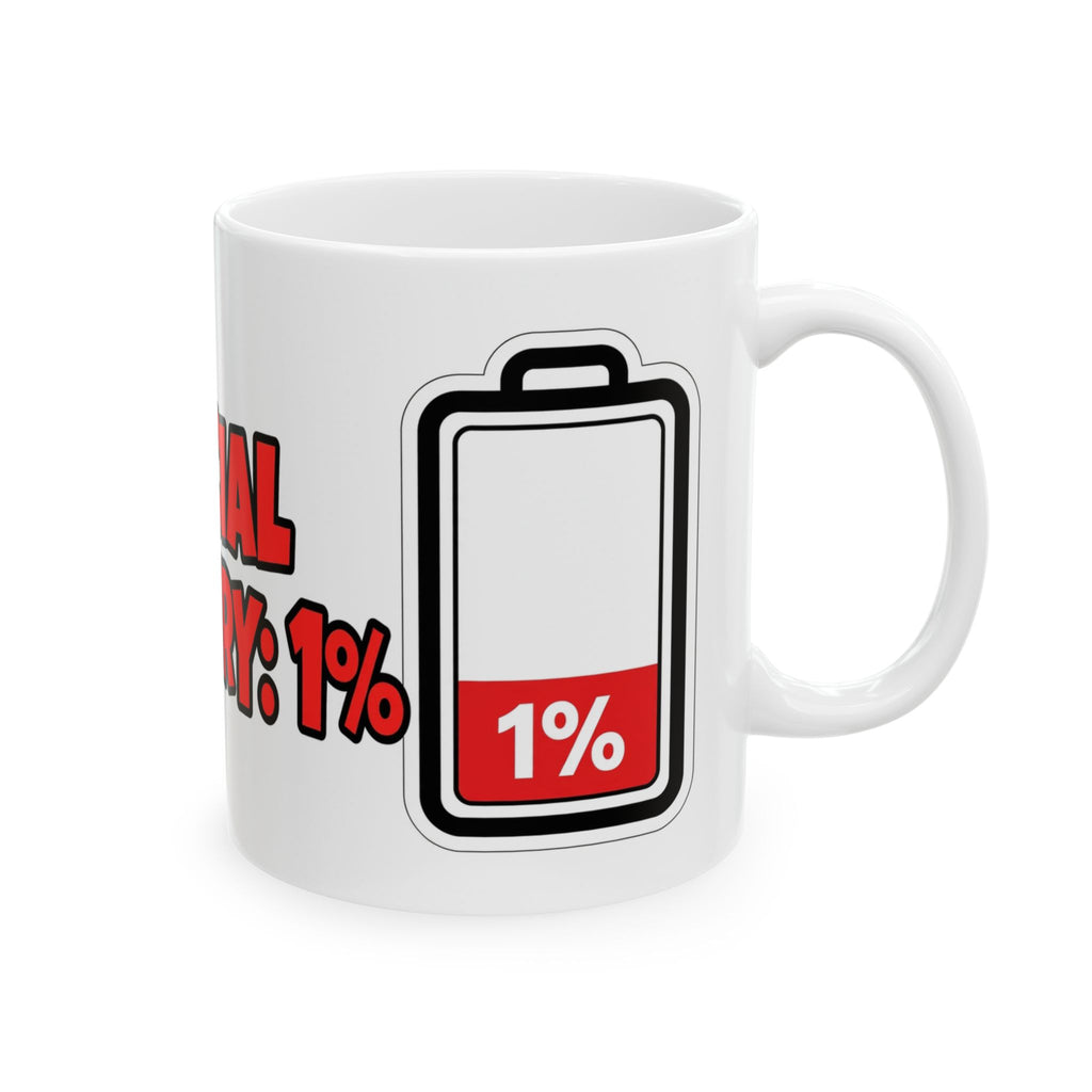 "Social Battery: 1%" Funny Grumpy Cat Mug