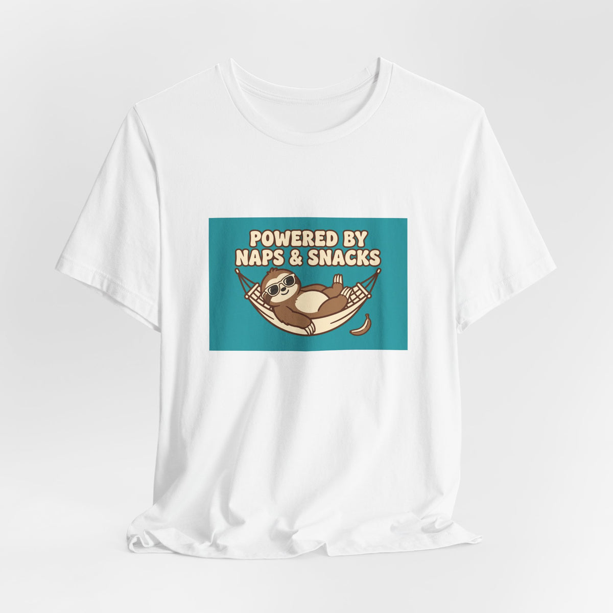 "Powered by Naps & Snacks" Funny Lazy Tee