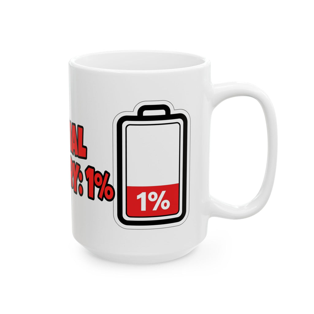 "Social Battery: 1%" Funny Grumpy Cat Mug