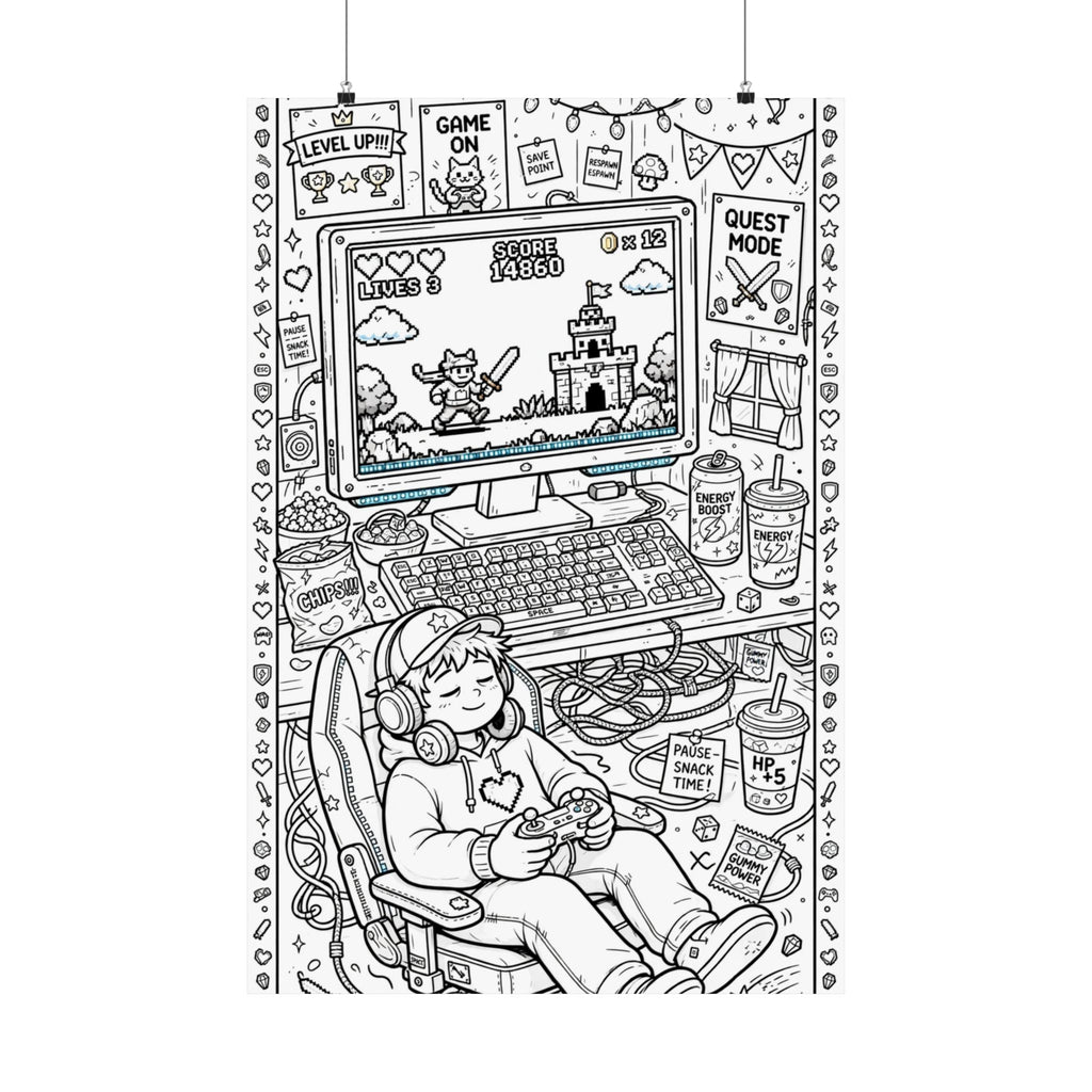 "Gamer Battlestation" Funny Coloring Poster