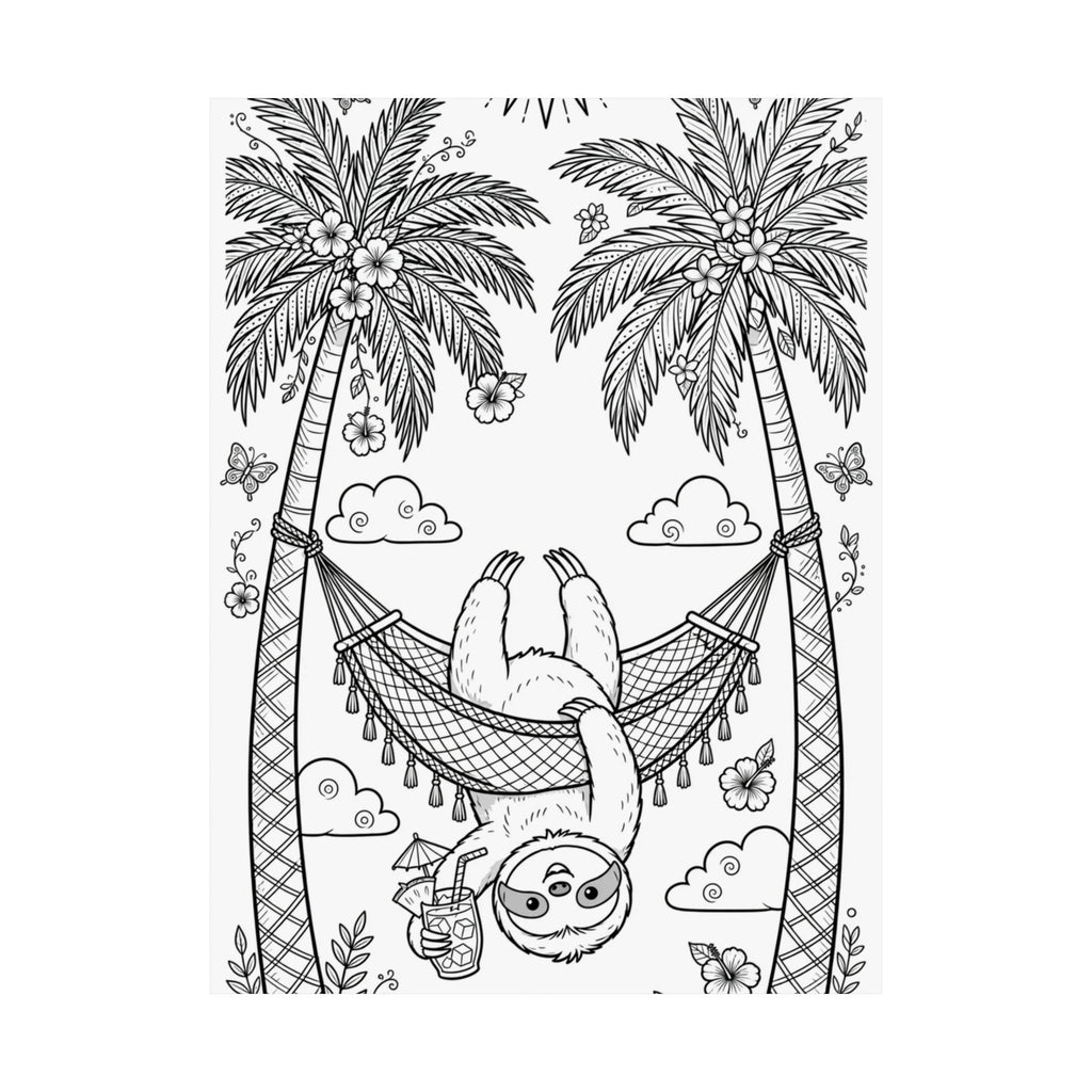 "Sloth Hammock" Funny Coloring Poster