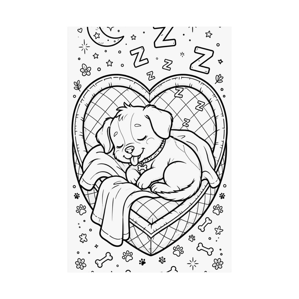 "Napping Dog" Cute Coloring Poster