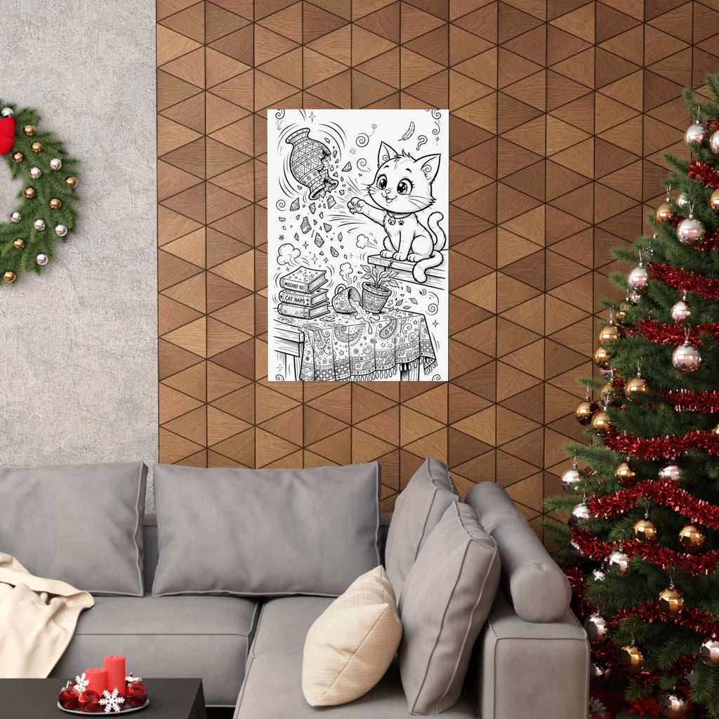 "Cat Chaos" Funny Cat Coloring Poster