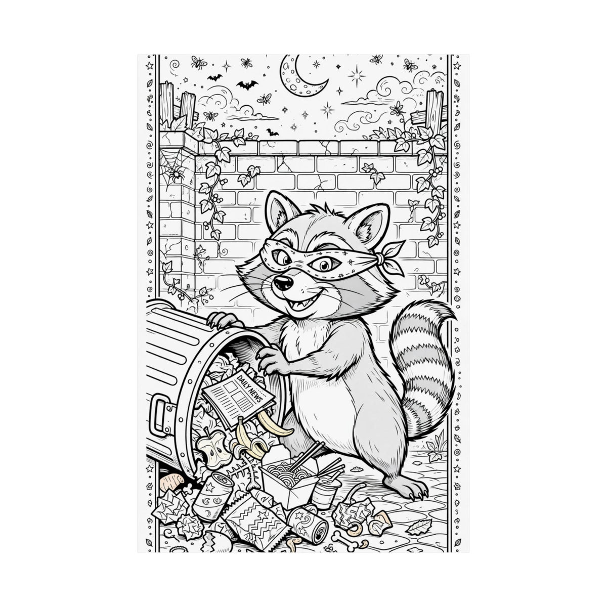 "Trash Panda Heist" Funny Coloring Poster