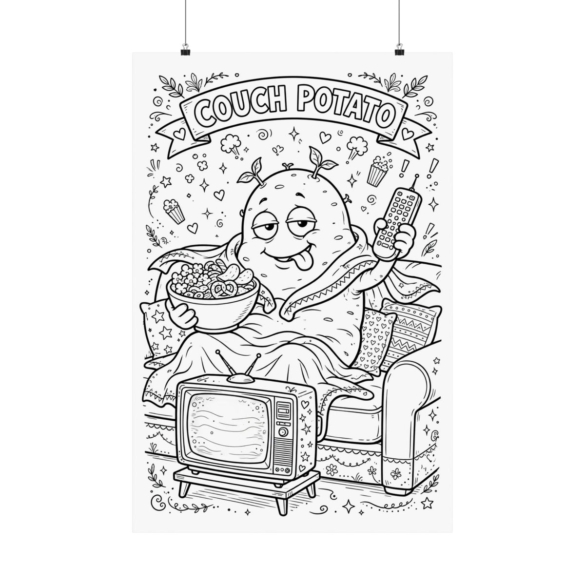 "Couch Potato" Funny Coloring Poster