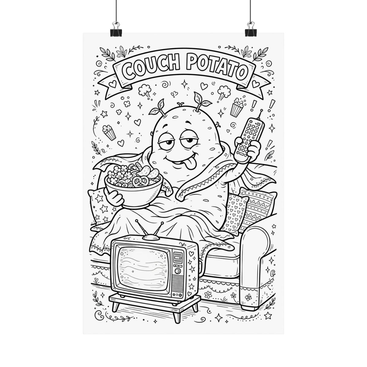 "Couch Potato" Funny Coloring Poster