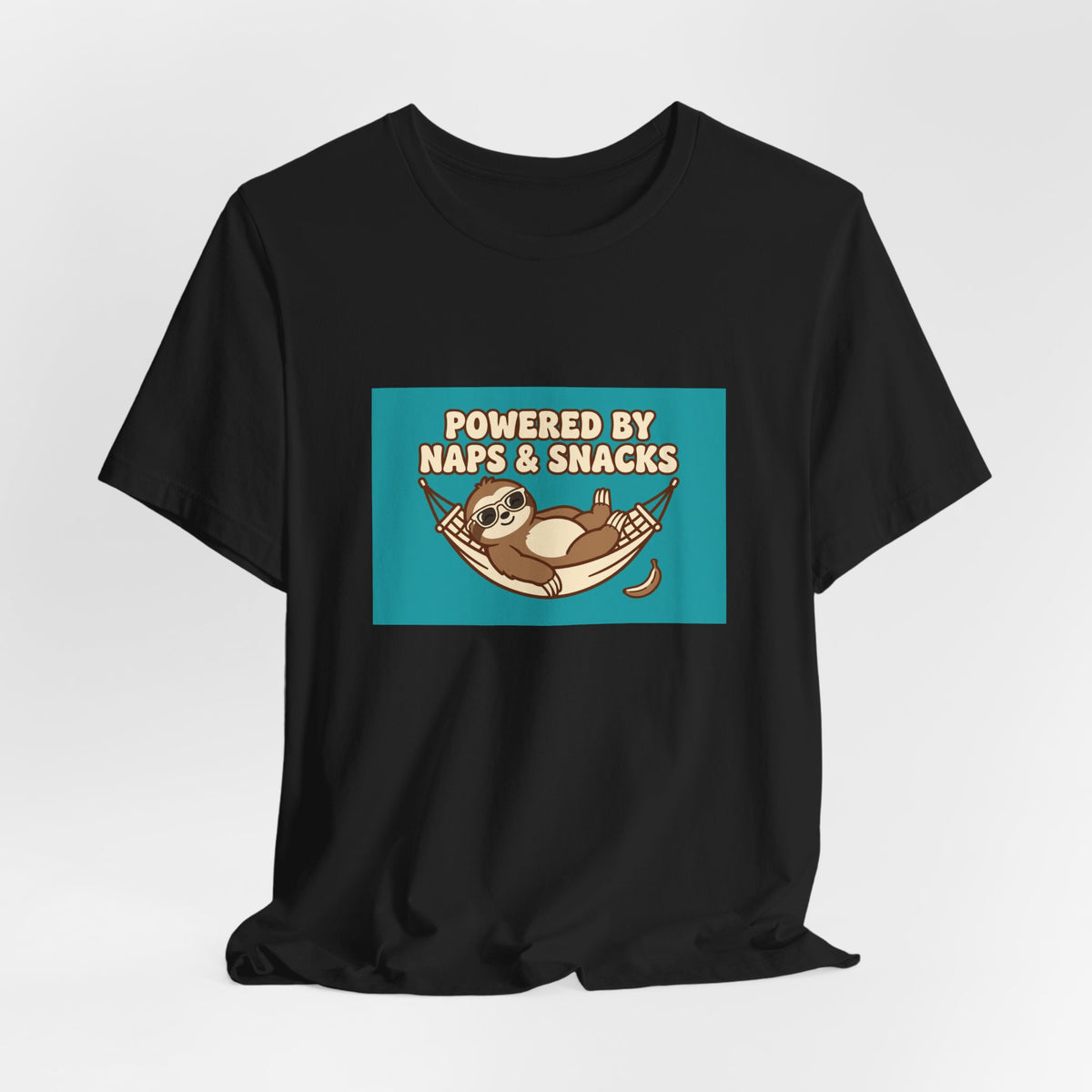 "Powered by Naps & Snacks" Funny Lazy Tee