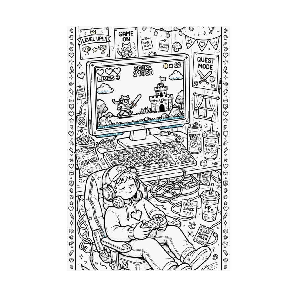 "Gamer Battlestation" Funny Coloring Poster