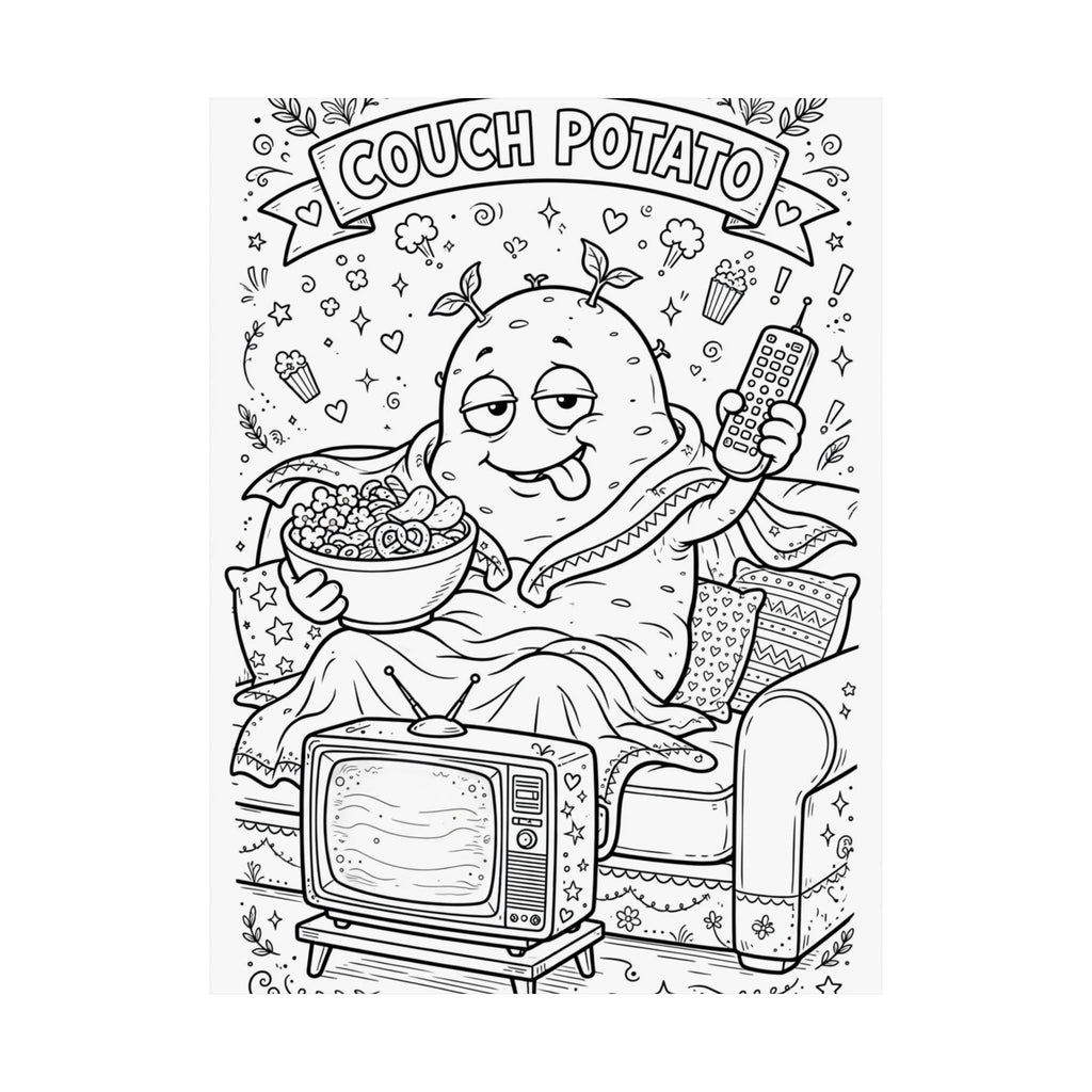"Couch Potato" Funny Coloring Poster
