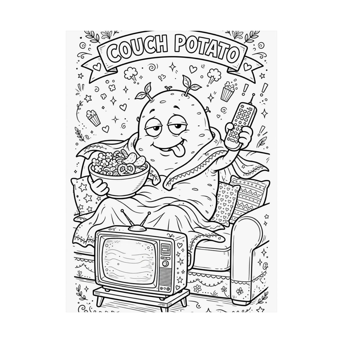 "Couch Potato" Funny Coloring Poster