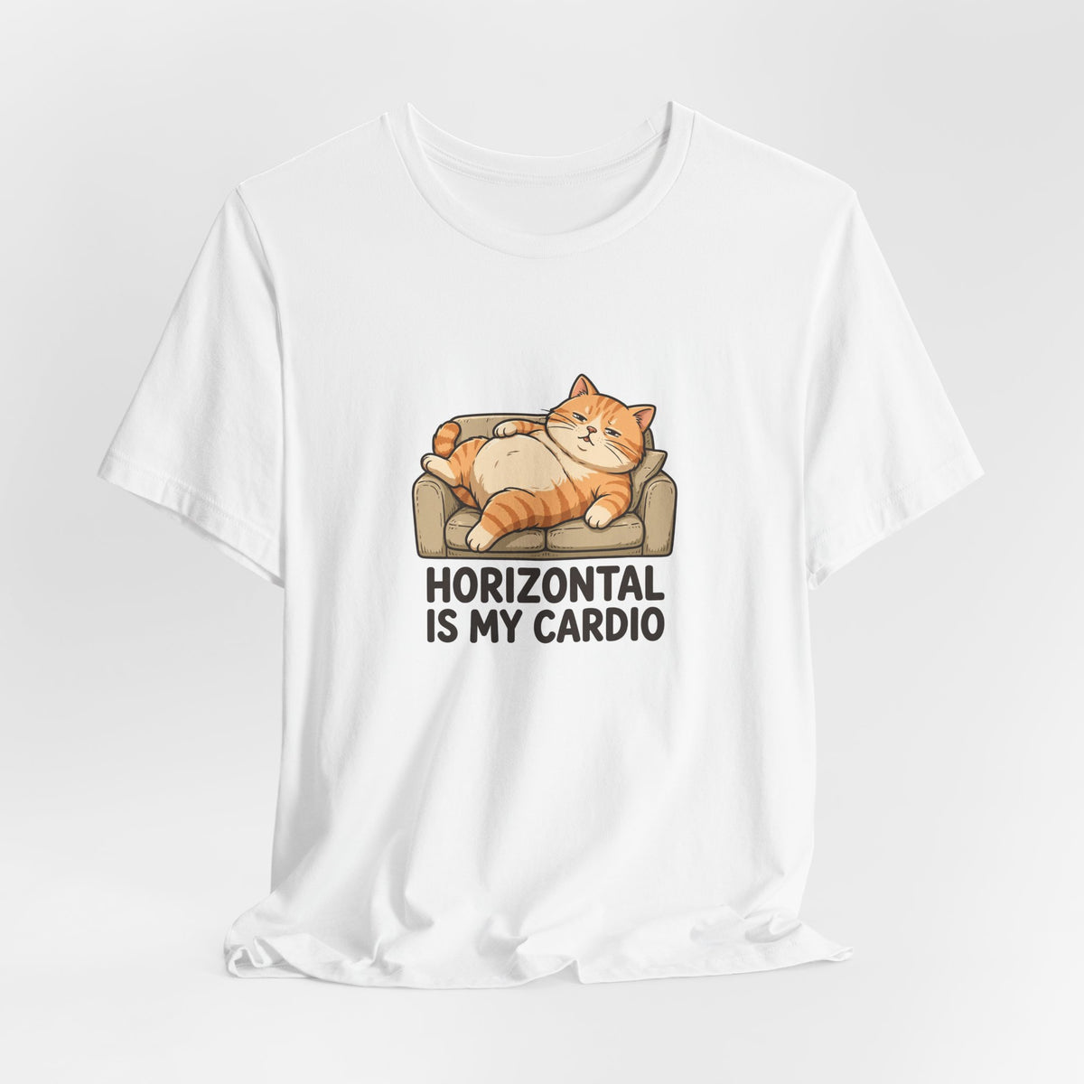 "Horizontal Is My Cardio" Funny Lazy Cat T-Shirt