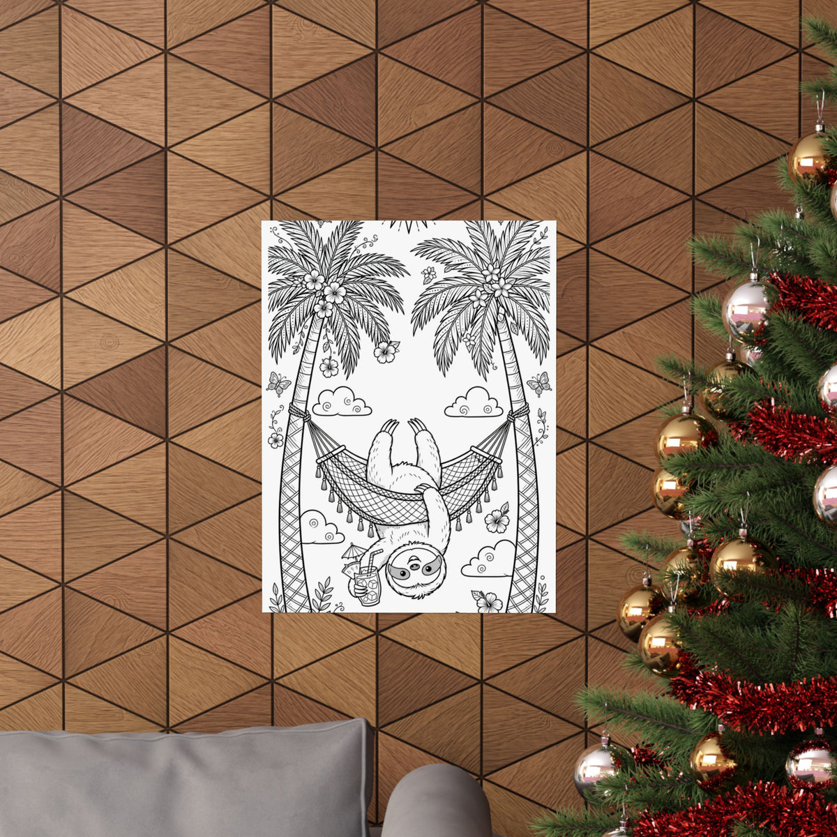 "Sloth Hammock" Funny Coloring Poster