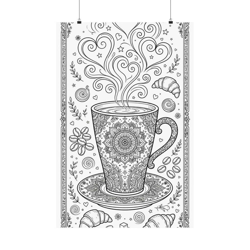 "Espresso Yourself" Coffee Coloring Poster
