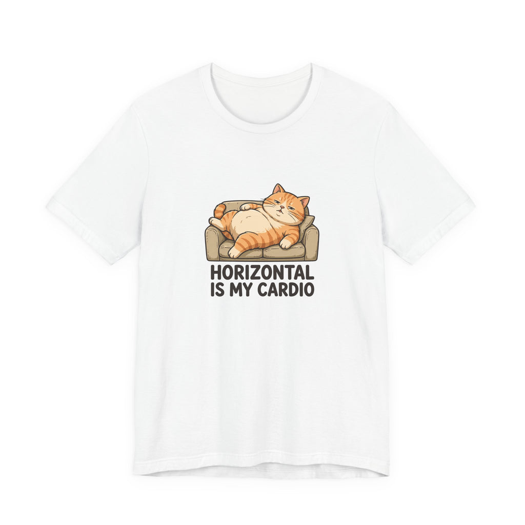 "Horizontal Is My Cardio" Funny Lazy Cat T-Shirt