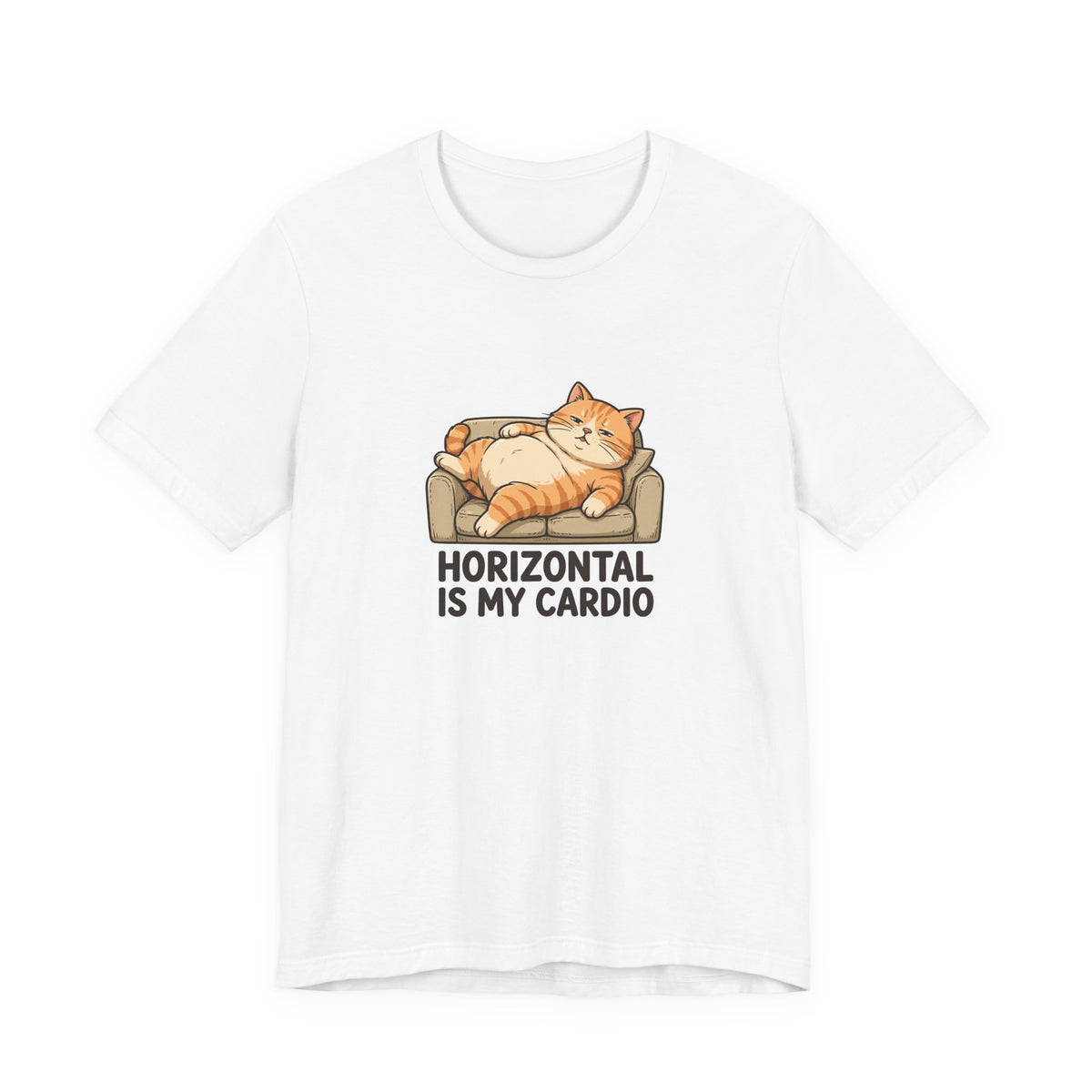 "Horizontal Is My Cardio" Funny Lazy Cat T-Shirt