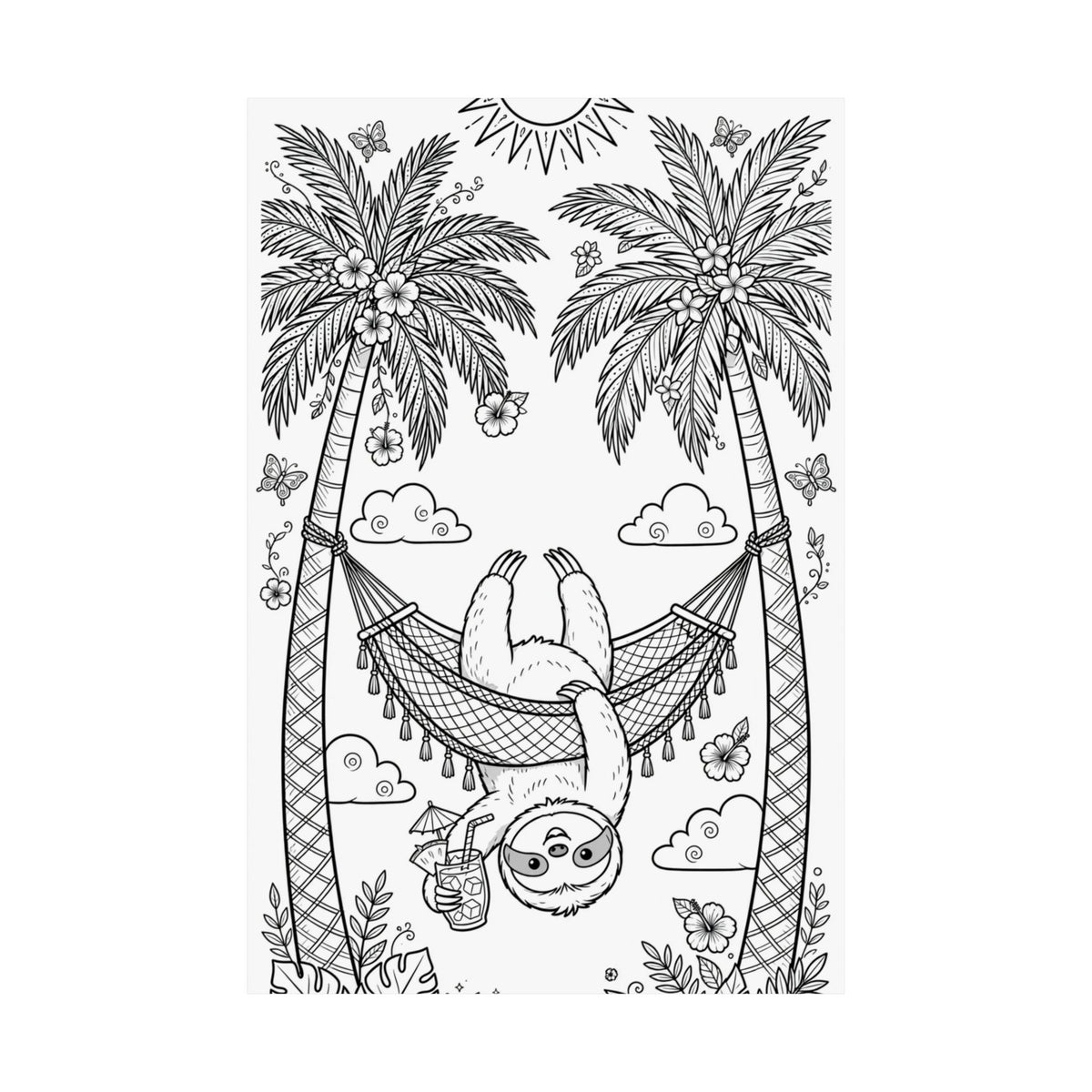"Sloth Hammock" Funny Coloring Poster