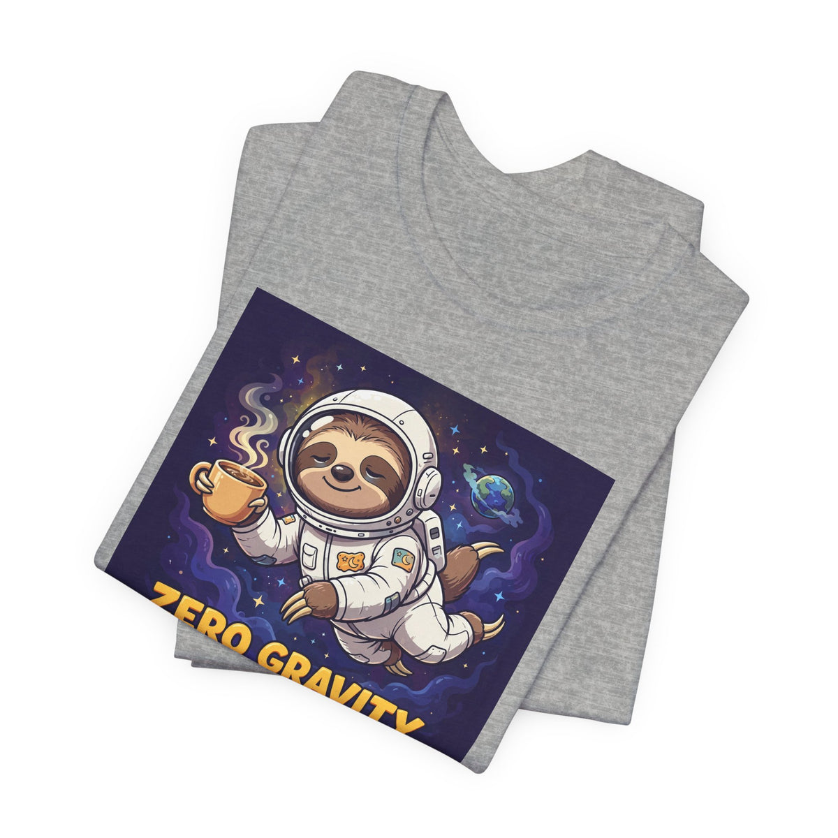 "Zero Gravity, Zero Effort" Funny Sloth Astronaut T-Shirt