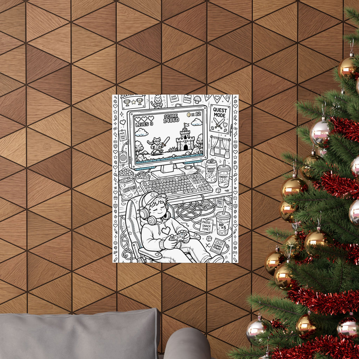 "Gamer Battlestation" Funny Coloring Poster