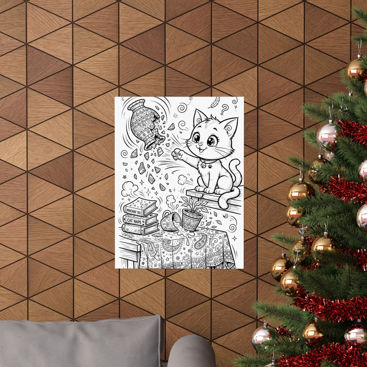 "Cat Chaos" Funny Cat Coloring Poster