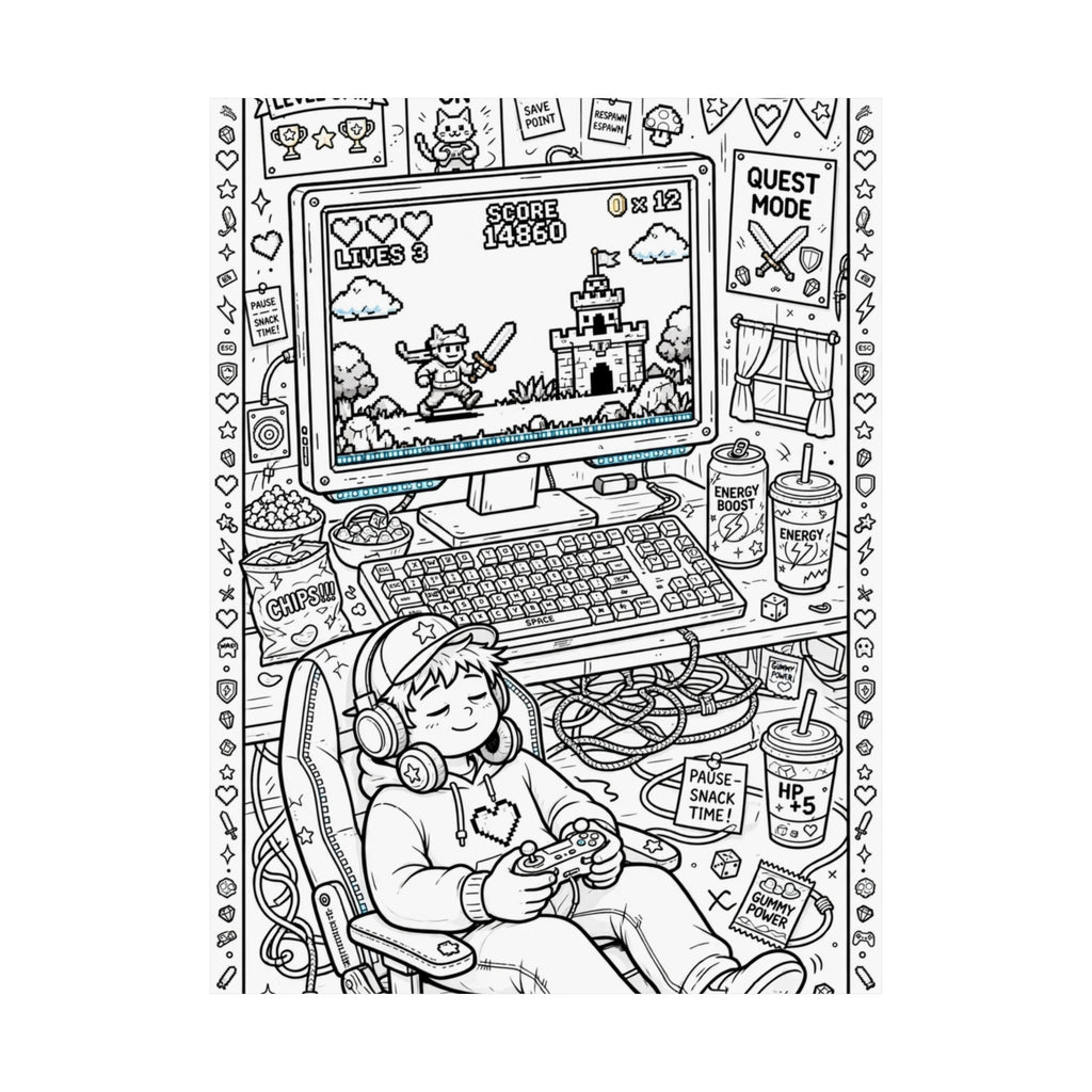 "Gamer Battlestation" Funny Coloring Poster