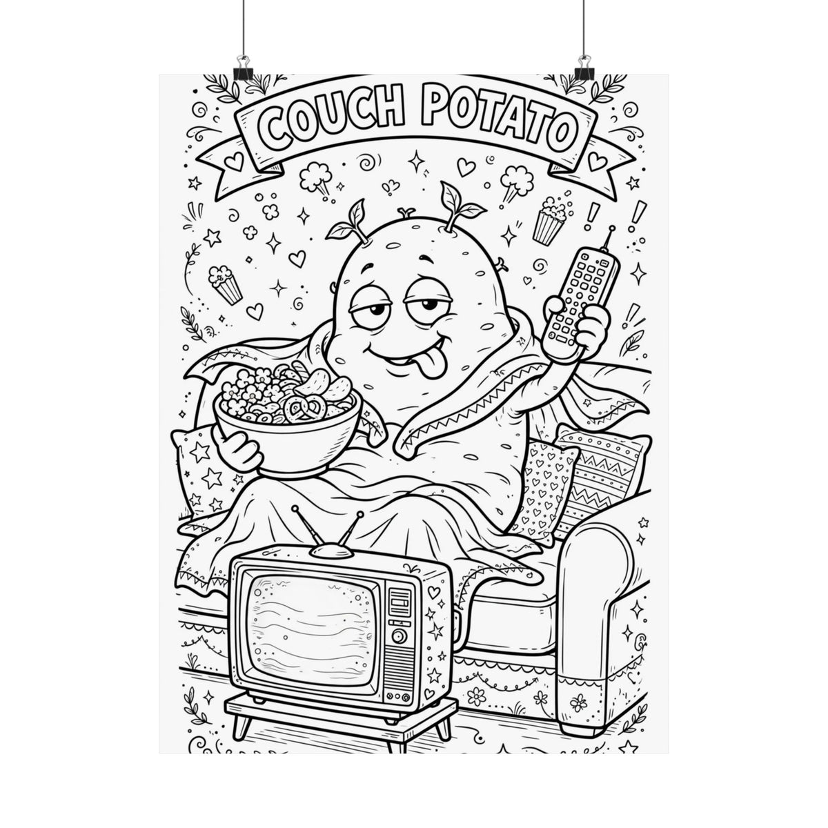 "Couch Potato" Funny Coloring Poster