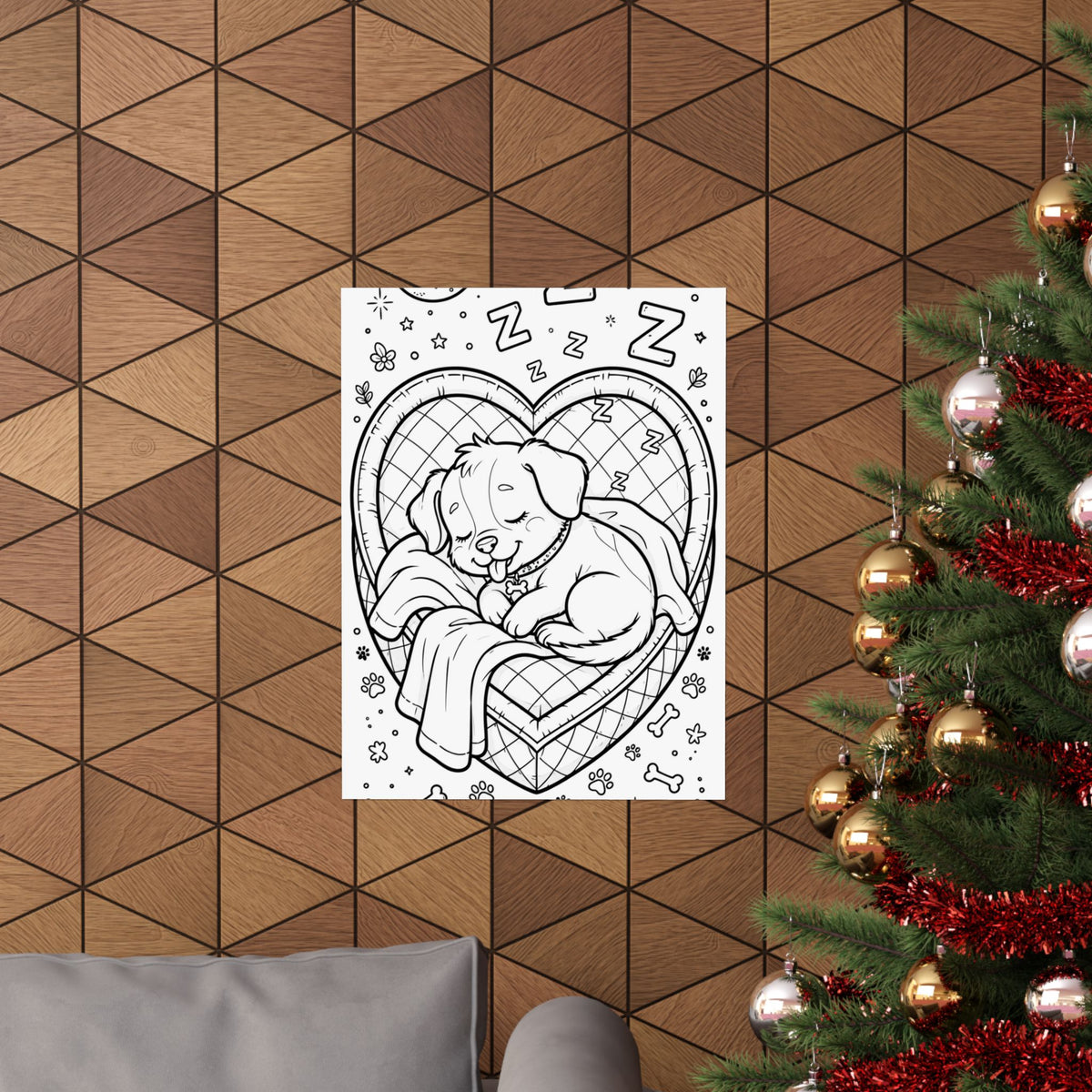 "Napping Dog" Cute Coloring Poster