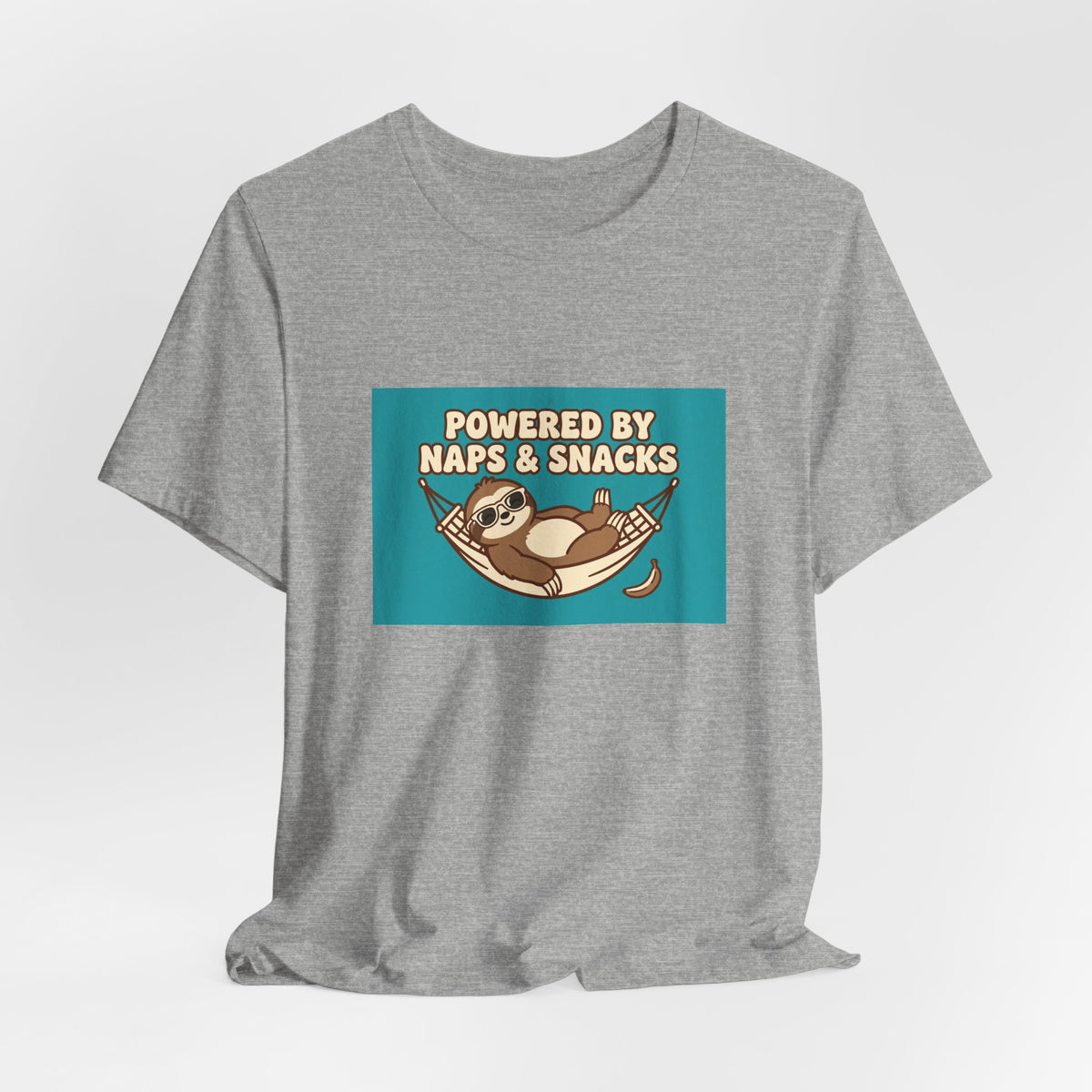 "Powered by Naps & Snacks" Funny Lazy Tee