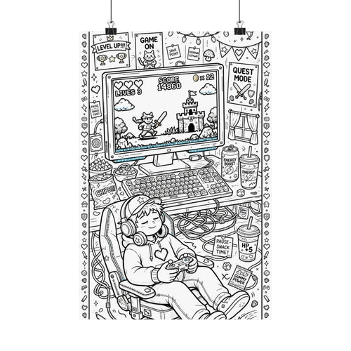 "Gamer Battlestation" Funny Coloring Poster