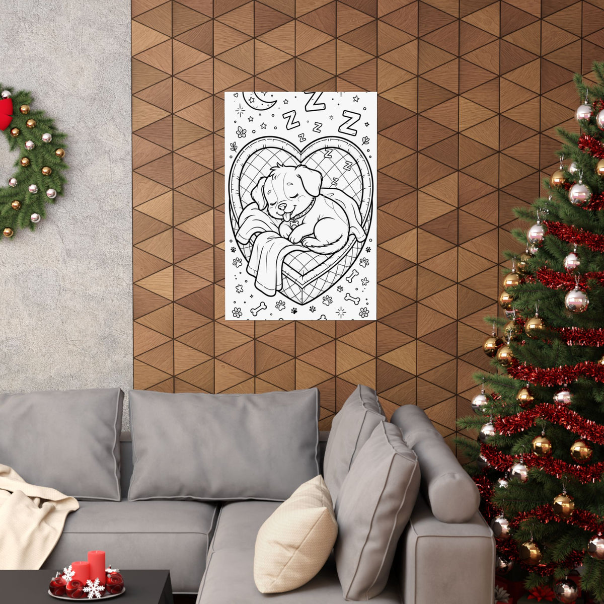 "Napping Dog" Cute Coloring Poster