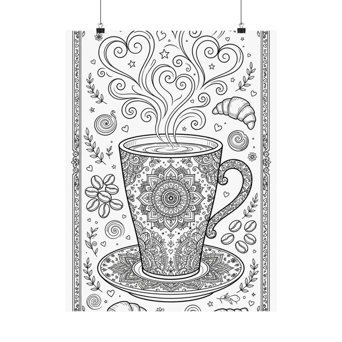"Espresso Yourself" Coffee Coloring Poster