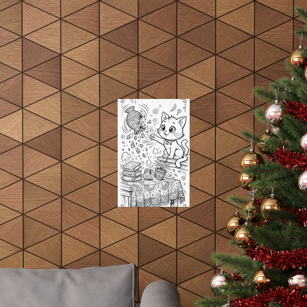 "Cat Chaos" Funny Cat Coloring Poster