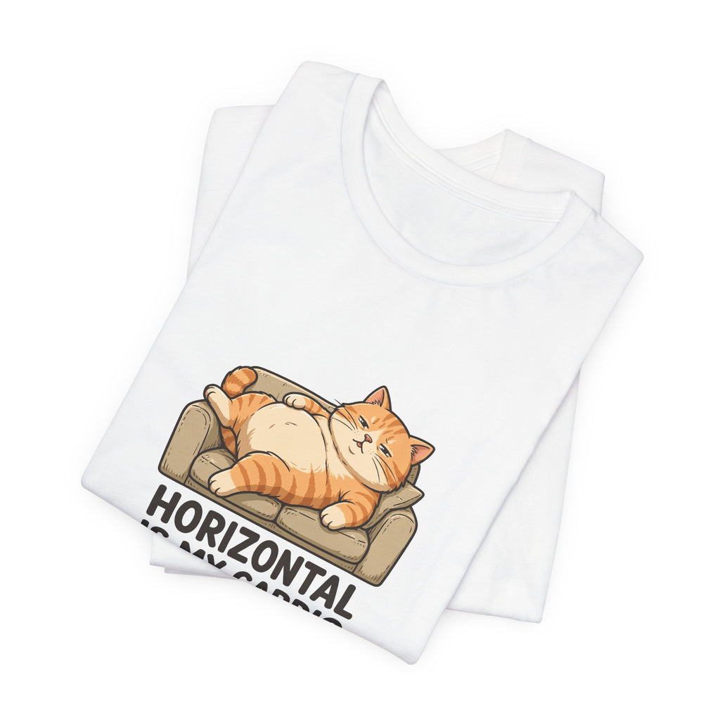 "Horizontal Is My Cardio" Funny Lazy Cat T-Shirt