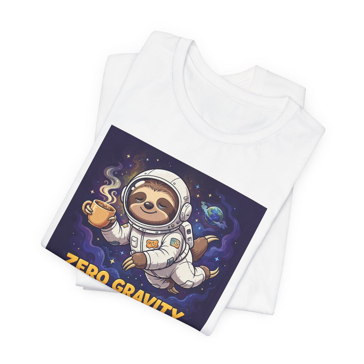 "Zero Gravity, Zero Effort" Funny Sloth Astronaut T-Shirt