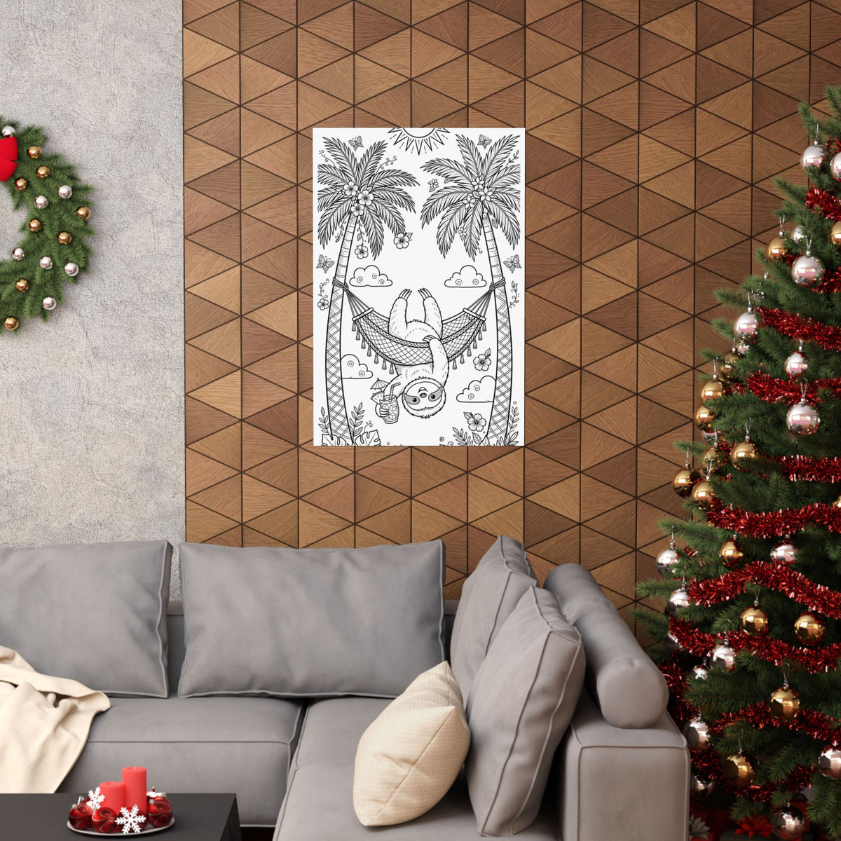 "Sloth Hammock" Funny Coloring Poster