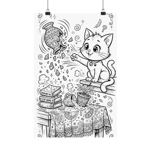 "Cat Chaos" Funny Cat Coloring Poster
